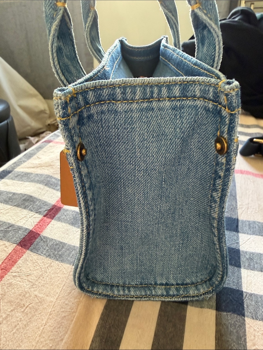 Coach Denim Mini Tote in Light Blue with Tan Tag - Picture 4 of 7